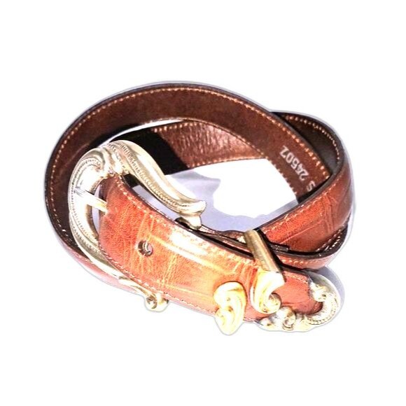 Brighton Accessories - Vintage Brighton Gold Tone Buckle Brown Leather Belt 33" Long